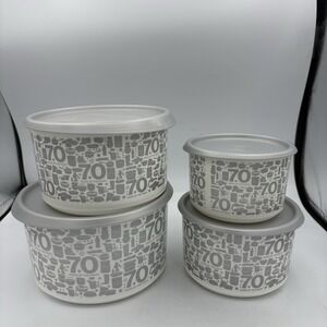 Tupperware‎ 4 Containers Canisters 70 Year Anniversary Stackable w Lids